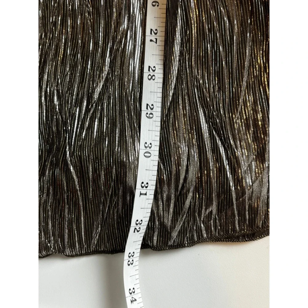 Connected Apparel Metallic Tiered Ruffle V Neck Short Sleeve Dress Size 6 Gatsby